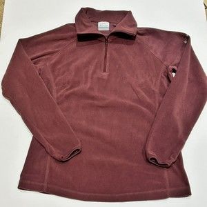 Columbia Fleece Women's Large Red Maroon Quarter Zip Pullover‎ Lightweight